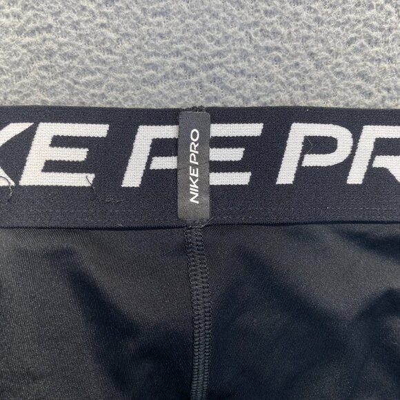 Boys Nike Dri Fit 3/4‎ Running Compression Tights Size Medium Black,Pocket - Picture 8 of 12